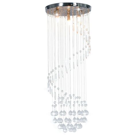 Ceiling Lamp with Crystal Beads Silver Spiral G9 vidaXL