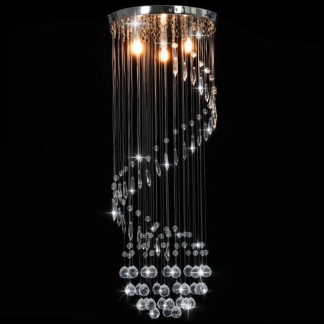 Ceiling Lamp with Crystal Beads Silver Spiral G9 vidaXL