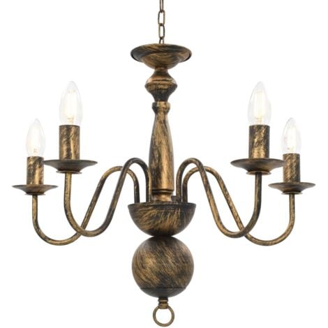 Chandelier Antique Black 5 x E14 Bulbs vidaXL