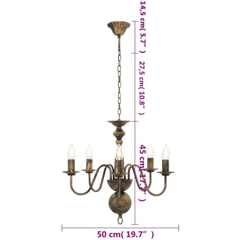 Chandelier Antique Black 5 x E14 Bulbs vidaXL