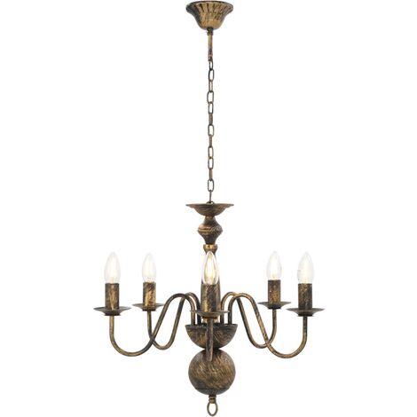 Chandelier Antique Black 5 x E14 Bulbs vidaXL