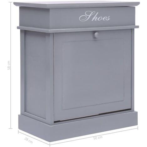 Shoe Cabinet Grey 50x28x58 cm Paulownia Wood vidaXL