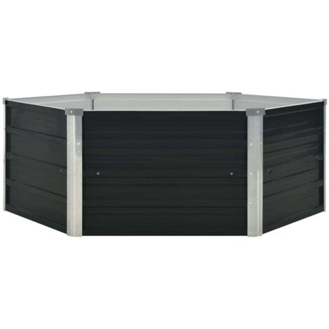 Raised Garden Bed Anthracite 129x129x45 cm Galvanised Steel vidaXL