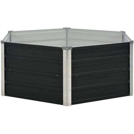 Raised Garden Bed Anthracite 129x129x45 cm Galvanised Steel vidaXL
