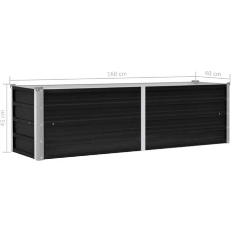 Garden Raised Bed Anthracite 160x40x45 cm Galvanised Steel vidaXL