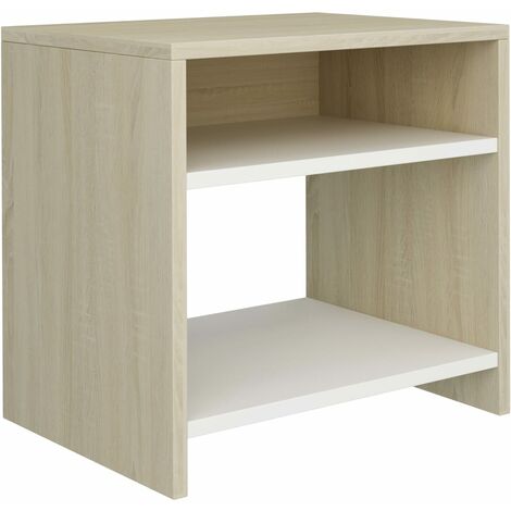 vidaXL Bedside Cabinet 40x30x40 cm Chipboard White and Sonoma Oak - White