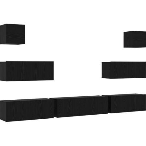 vidaXL TV Cabinet Set 7 pcs Black oak 100 x 30 x 30 cm Engineered wood (1/5)