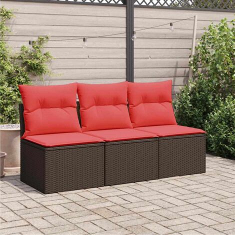 Garden Sofa with Cushion 7 pcs Brown Poly rattan vidaXL