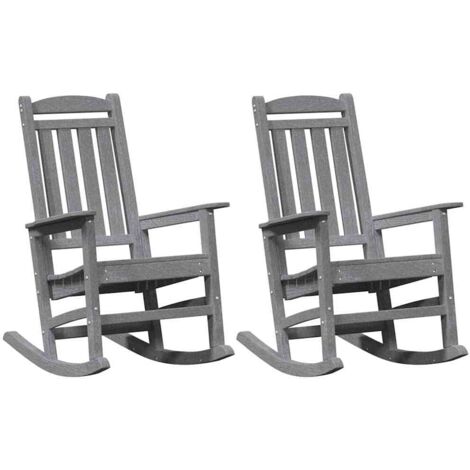 Garden Rocking Chair 2 pcs Light Grey 70 x 92 x 108cm Plastic vidaXL (1/5)