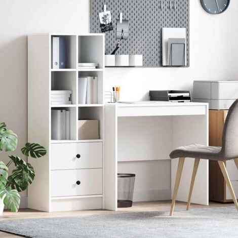 Desk with Storage with Drawer 2 pcs White Engineered wood vidaXL