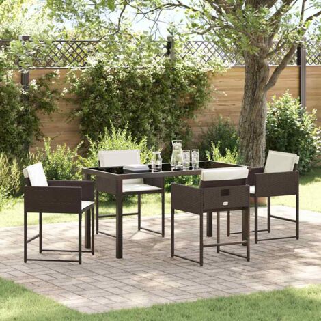 Garden Dining Set with Cushion Folding 5 pcs Brown Poly rattan vidaXL (1/5)