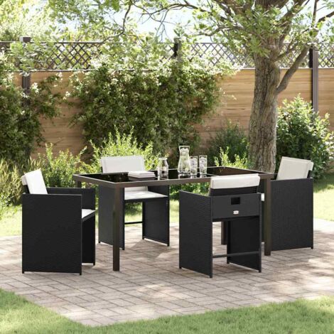 Garden Dining Set with Cushion Folding 5 pcs Black Poly rattan vidaXL (1/5)