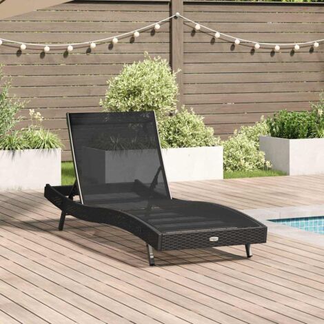 Sunlounger Black 70 x 197 x 82 cm Poly Rattan and Metal vidaXL