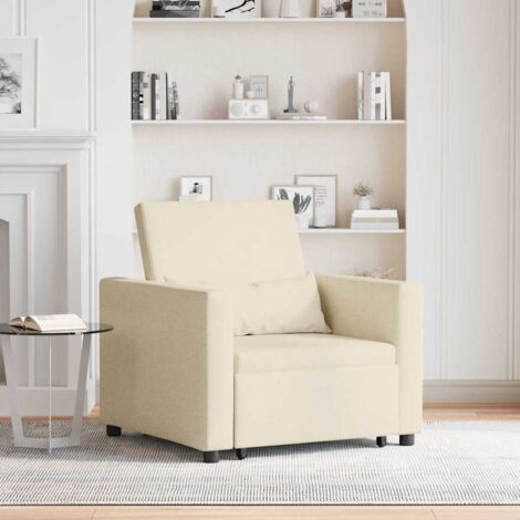 Single Sofa Bed Reclining Cream 90 x 165 x 87 cm Fabric vidaXL