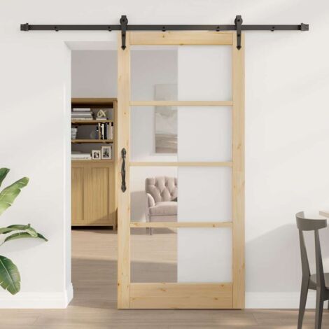 vidaXL Sliding Door Manual ORKDAL Brown 93 x 202 cm Wood and metal