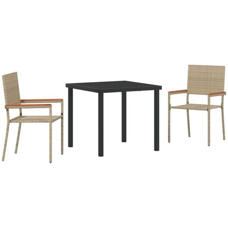 Garden Dining Set 3 pcs Beige Poly rattan vidaXL (1/5)