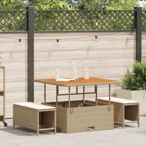 Garden Dining Set Beige Poly rattan vidaXL