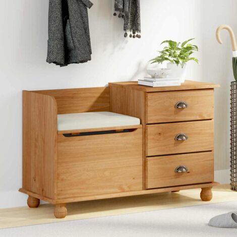 Entryway Storage Bench with Drawer ASKIM Brown 100 x 39 x 62 cm vidaXL