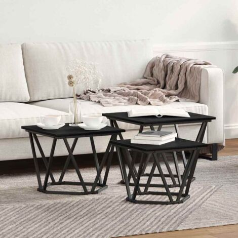 Coffee Table 3 pcs Black oak 50 x 50 x 40 cm vidaXL (1/5)