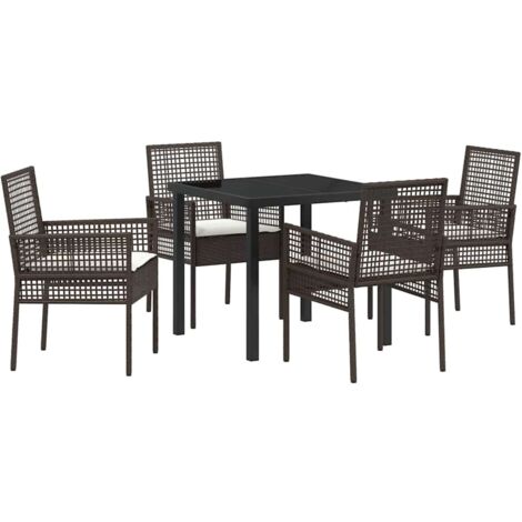 Garden Dining Set with Cushion 5 pcs Brown Poly rattan vidaXL (1/5)