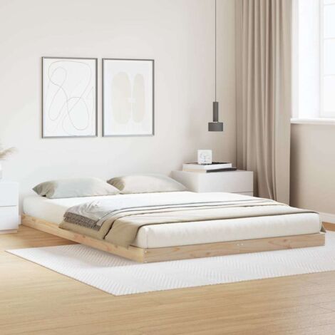 Floor Bed Frame Natural 160 x 220 cm Solid Pine wood vidaXL