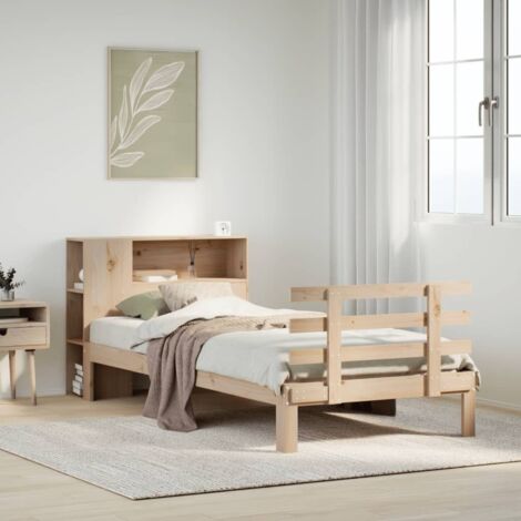 Bookcase Bed without Mattress 75x190 cm Small Single Solid Wood Pine vidaXL
