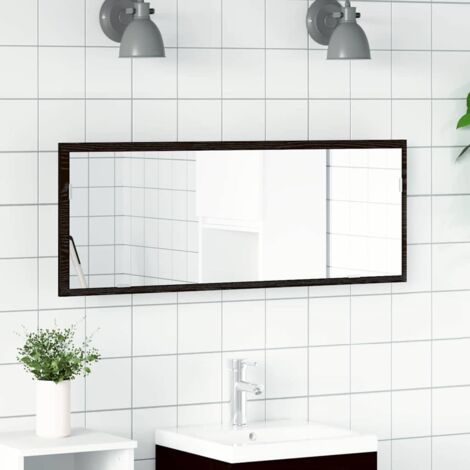 LED Bathroom Mirror Black Oak 100 x 8.5 x 37 cm Engineered Wood vidaXL