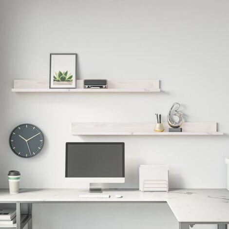 Wall Shelves 2 pcs White 110x11x9 cm Solid Wood Pine vidaXL (1/5)