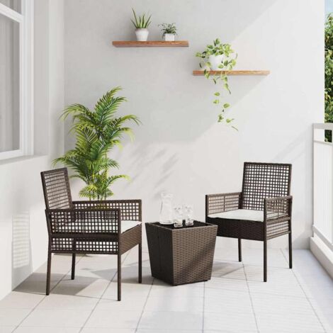 Garden Bistro Set 3 pcs Brown Poly rattan vidaXL (1/5)