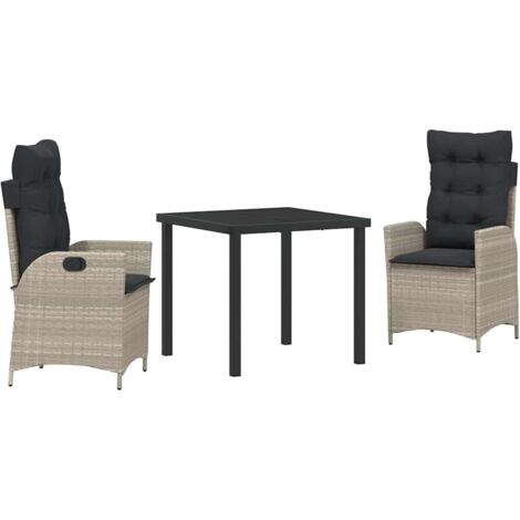 Garden Dining Set 3 pcs Light Grey Poly Rattan vidaXL (1/5)