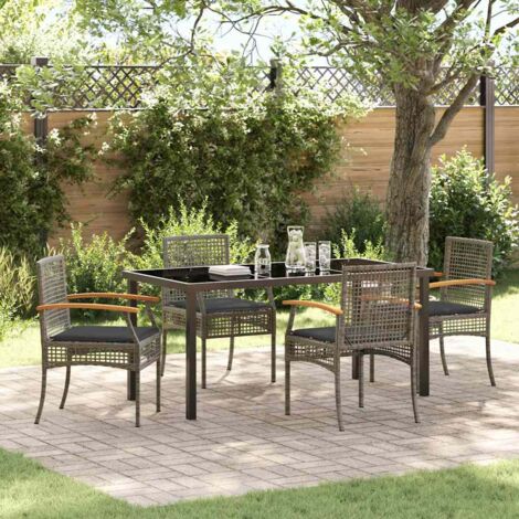 Garden Dining Set 5 pcs Grey Poly Rattan vidaXL (1/5)