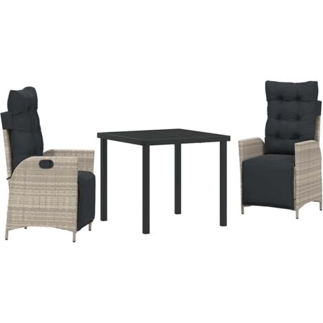 Garden Dining Set 3 pcs Light Grey Poly rattan vidaXL (1/5)