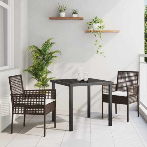 Garden Dining Set with Cushion 3 pcs Brown Poly rattan vidaXL (1/5)