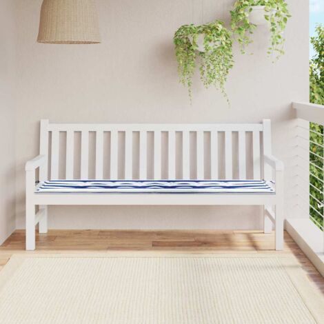 Garden Bench Cushion Striped Blue and white 180 x 50 x 4 cm vidaXL
