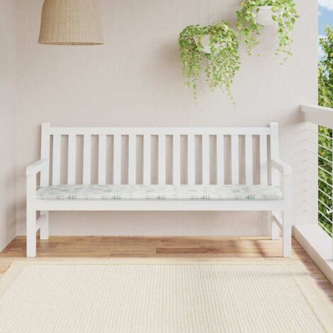 Garden Bench Cushion Floral White and green 180 x 50 x 4 cm vidaXL