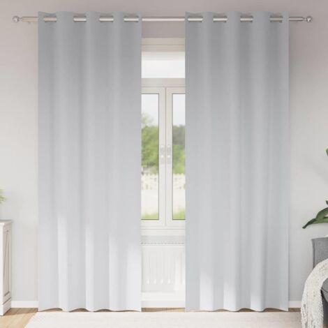 Blackout Curtains with Rings Pale Grey Polyester vidaXL