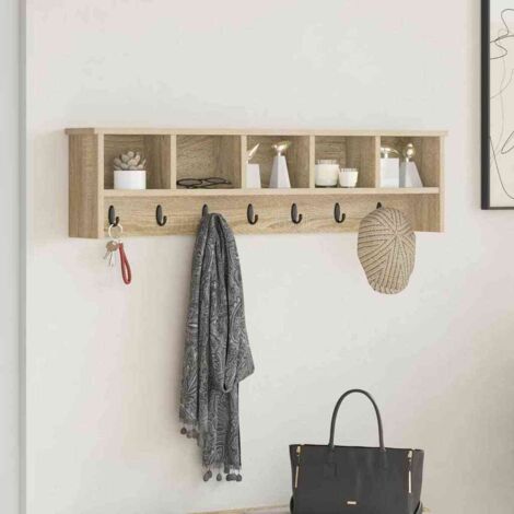 Wall-Mounted Coat Rack with Shelf Sonoma oak 100 x 16 x 26 cm vidaXL