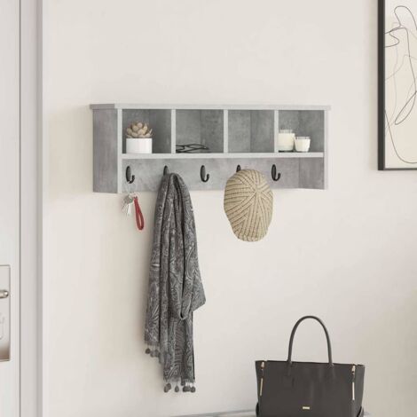 Wall-Mounted Coat Rack with Shelf Concrete grey 75 x 16 x 26 cm vidaXL