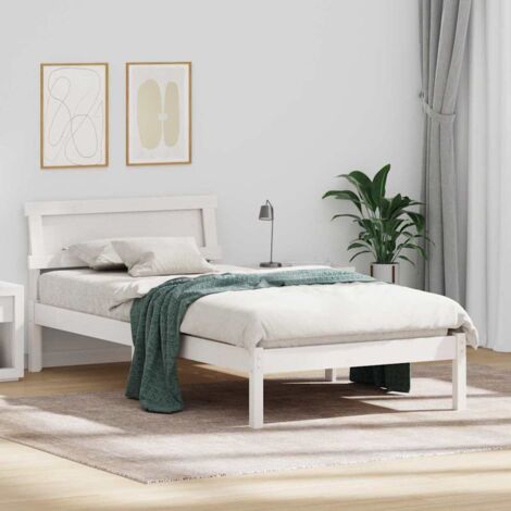 Bed Frame with Headboard White 75 x 190 cm Solid Pine Wood vidaXL (1/5)