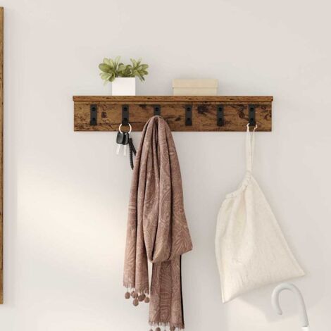 vidaXL Wall-Mounted Coat Rack with Shelf Old wood 60 x 10.5 x 10.5 cm