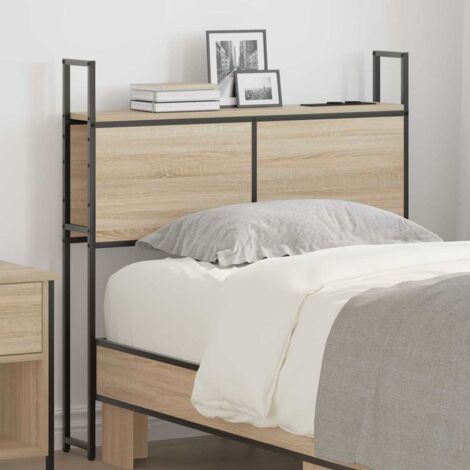Storage Headboard with Charging Station Sonoma oak 100 cm vidaXL