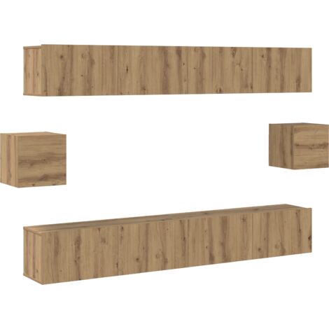 TV Cabinet Set with Shelf Wall-mounted with Storage with Door 6 pcs Artisan oak 100 x 30 x 30 cm vidaXL (1/5)