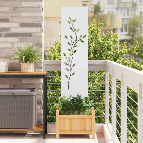 Garden Privacy Screen White 32 x 140 cm Cold-rolled steel vidaXL