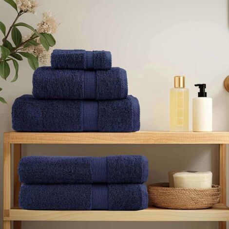 Washcloths SOLUND 10 pcs Navy blue Cotton vidaXL