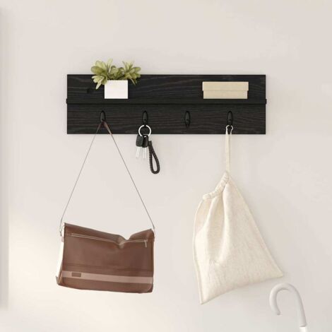 Wall-Mounted Coat Rack Wall-mounted Black Oak 60 x 10.5 x 18 cm vidaXL