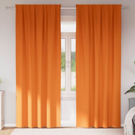 Blackout Curtains with Rings Bright Orange Polyester vidaXL