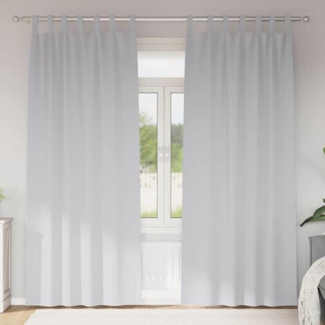 Blackout Curtains with Rings Pale Grey Polyester vidaXL