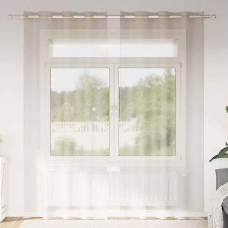 Voile Curtain with Curtains 2 pcs Sand 140x260cm Polyester vidaXL (1/5)