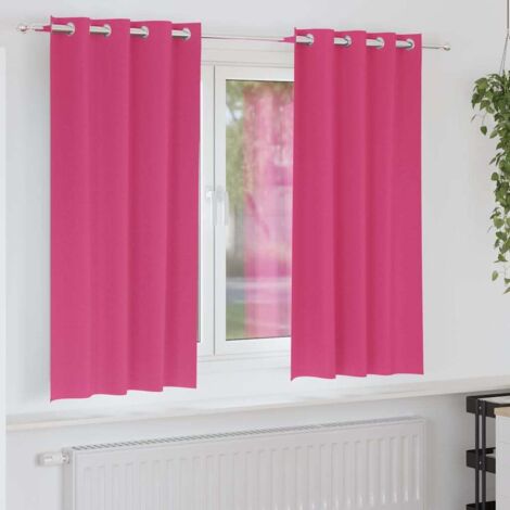 Blackout Curtains with Rings Bright Pink Polyester vidaXL