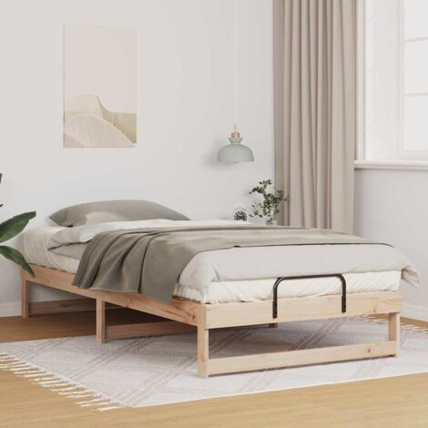 Bed Frame Brown 100 x 210 cm Solid Pine Wood vidaXL (1/5)